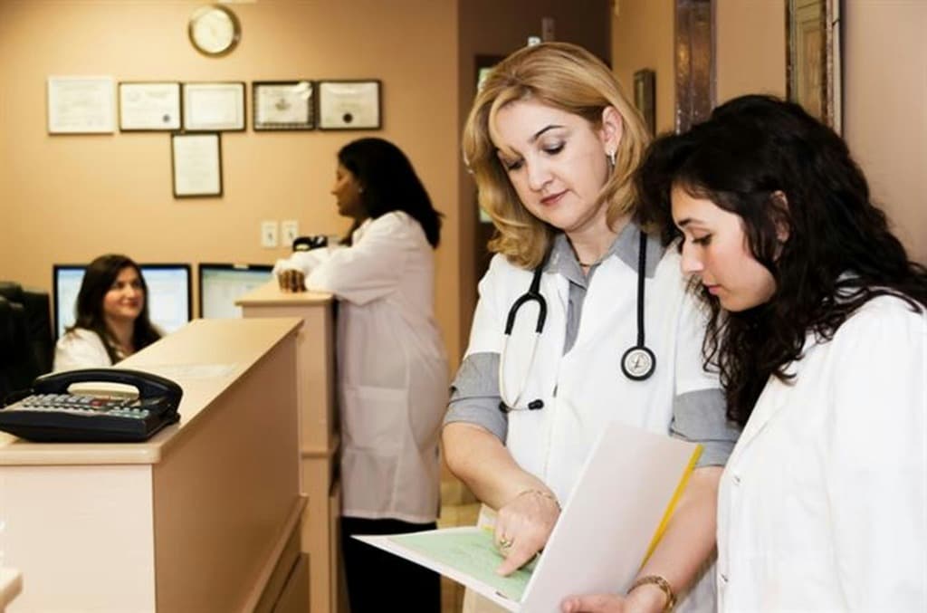 Clinic workflow doctors reviewing records